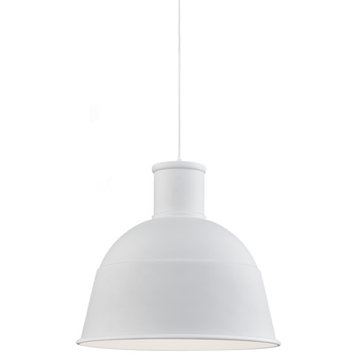 Irving Single Lamp Pendant, White, 22"Dx21"H