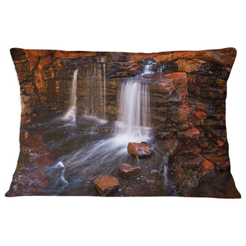Waterfall in Hancock Gorge Landscape Printed Throw Pillow, 12"x20"