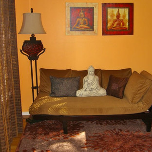 Chambre orange avec un mur jaune : Photos et idées déco de ...