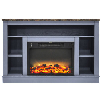 47" Electric Fireplace With1500W Multi-Color LED Insert and A/V Storage Mantel