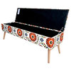 52" Lift Top Upholstered Storage Ottoman With Wooden Legs, Retro Floral