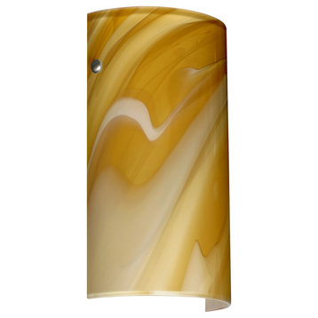 Tamburo 7 1 Light Wall Sconce, Satin Nickel, Incandescent, Honey Glass