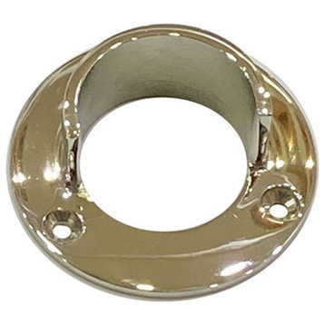 Brass Open End Flange With Set Screw, Polished Nickel Un-Lacquered