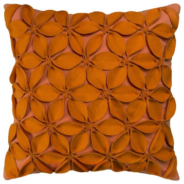 Orange Pinwheel Floral Petal Throw Pillow