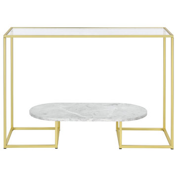 Nola Glass & Metal Sofa/Console Table in Gold