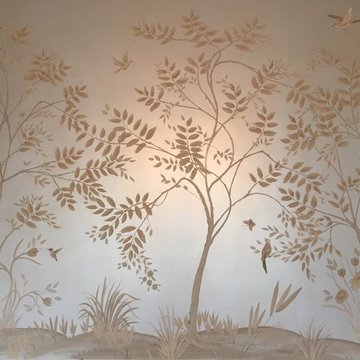 Tree Mural: Silverleaf Finish with Birds, Trees and Foliage