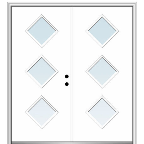 60"x80" 3 Lites Clear Left-Hand Inswing Primed Fiberglass Door, 4-9/16"