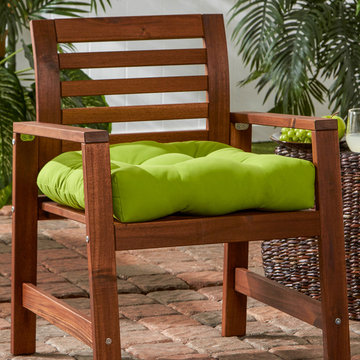 Teak Wood Chair with Bright Green Cushion
