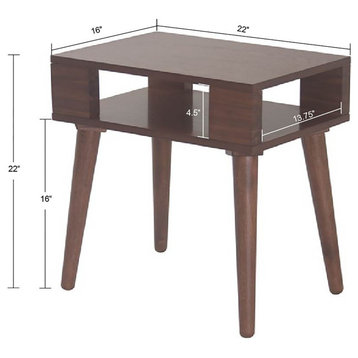 INK+IVY Mid Century Wood End table, Pecan
