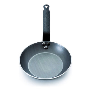 Mauviel M'STEEL Black Carbon Steel Crepe Pan With Iron Handle, 9.4-In, Mauviel USA