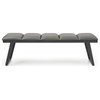 HomeRoots 57" X 16" X 18" Dark Grey Faux Leather Bench