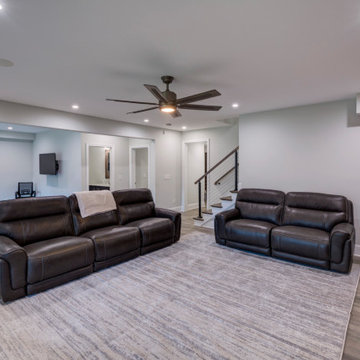 Golf Simulator Basement with Wine Cellar