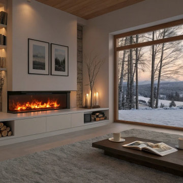 Modern Built-in Ethanol Fireplace for Luxury Living Room