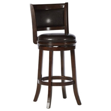 Bowery Hill 30" Contemporary Wood Swivel Bar Stool in Cappuccino