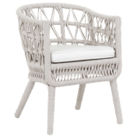 Dana Rope Dining Chair With Cushions, Linen Canvas