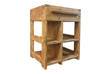 Industrial Style Solid Wood Storage Unit with Drawer