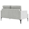 Modway Evermore Metal and Upholstered Fabric Loveseat in Light Gray