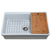 Tosca Reversible Farmhouse Single Bowl Sink, Cutting-Board, Grid, Strainer, 33"