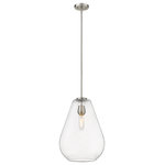 Z-Lite - Ayra One Light Pendant, Brushed Nickel - An eye-catching one-light pendant perfectly encapsulates the modern aesthetic. The tapered bell-shaped shade is made from clear glass suspended from a steel frame with a sleek brushed nickel finish. The fixture brings a chic cutting edge to a contemporary kitchen or dining room.