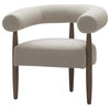 Modrest Marchland Modern Beige Fabric, Oak Accent Chair