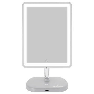 Touch Pro 2.0 LED Makeup Mirror with Qi Charging Base, Silver