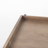 Trey Medium Brown Solid Wood w/Black Metal Frame Two-Tier Square Coffee Table