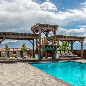 Saratoga Springs, UT | Timber Frame Diving Deck Pergola Kit w/Knotted Rope