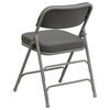 Premium Curved Triple Braced Gray Fabric Metal Folding Chair