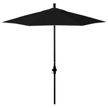 7.5' Patio Umbrella Matted Black Pole Fiberglass Rib Collar Tilt Olefin, Black