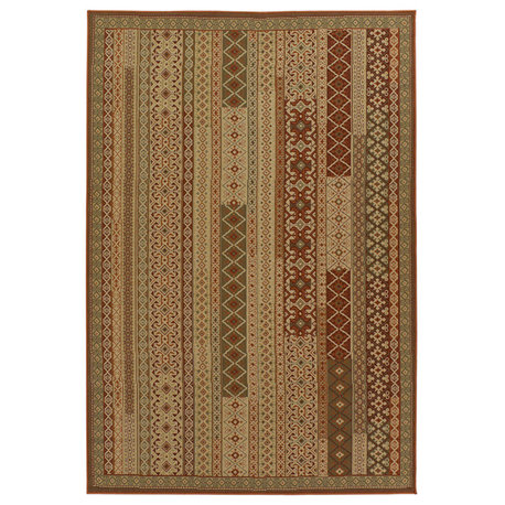 Chandra Ryan Rya22203 Outdoor Rug, Orange/Brown/Beige/Green, 5'x8'