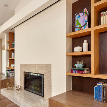 Built in storage around fireplace