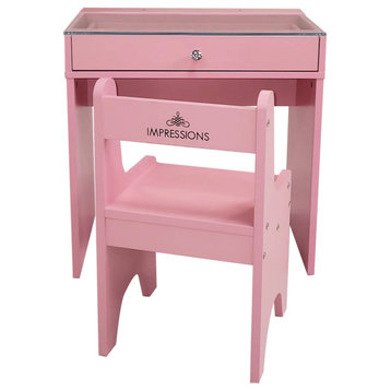 Slaystation Little Princess Vanity Set Vanity Table with Chair Little Girls, Pink, No Mirror