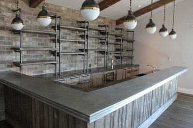 Inspiration for a rustic light wood floor home bar remodel in Phoenix