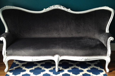 Queen Anne Sofa with Brush Nickel Nailheads