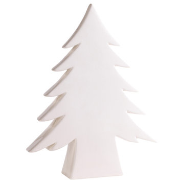 13.75" Tall "Teton" Ceramic Christmas Tree Tabletop Decoration, White