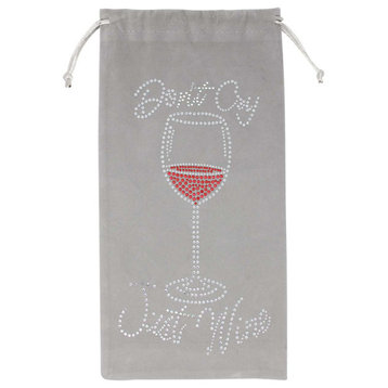 Sparkles Home Rhinestone Don't Cry, Just Wine Wine Bag - Silver