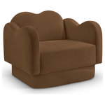 Meridian Furniture - Bloom Upholstered Chair, Saddle, Velvet - Indulge in the allure of the Saddle Velvet Bloom Chair by Meridian Furniture. Its captivating design and luxurious Saddle Velvet elevate any space with effortless elegance. Crafted with precision and durability in mind, this stunning piece becomes the focal point of gatherings, fostering moments of connection and warmth. Embrace sophistication and style with the Bloom Chair, a testament to exquisite taste and timeless beauty.