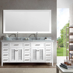 73 inch Cottage Double Sink Bathroom Vanity Set in White Finish - Bathroom Vanities And Sink Consoles