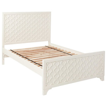 My Home Furnishings Amanda Engineered Hard Wood Full Panel Bed in Creamy White