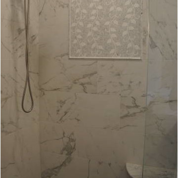 Elegant White and Gray Master Bath