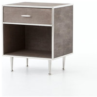CULLODEN SHAGREEN BEDSIDE TABLE STAINLESS