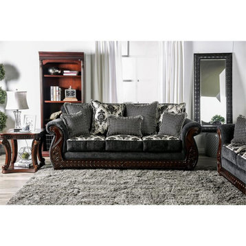 Furniture of America Andrea Chenille Rolled Arms Sofa in Light Gray
