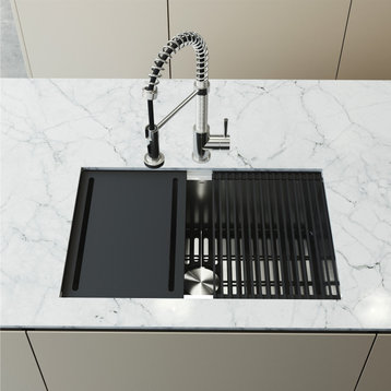 VIGO Mercer Stainless Steel Undermount Kitchen Sink, With Grid And Strainer, 30"