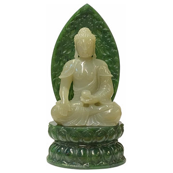 Chinese Jade Stone Sitting Buddha Gautama Amitabha Shakyamuni Statue Hws1810