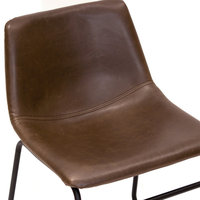 Adan Iron Frame Dark Brown PU Leather Bar Stools, Set of 2