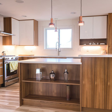 High-Gloss White & Teak IKEA Kitchen