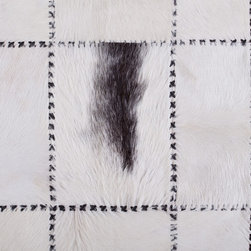 Luxury Handmade Cowhide Patchwork Area Rug, Rectangle, Brown White, 5'2"x2'3" - Hall And Stair Runners