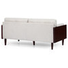 Bagan Mid-Century Modern Upholstered 3 Seater Sofa, Beige + Dark Walnut