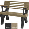 Bench, Cambridge w/Back, with Armrests, 4', Black Legs, Weathered Wood color