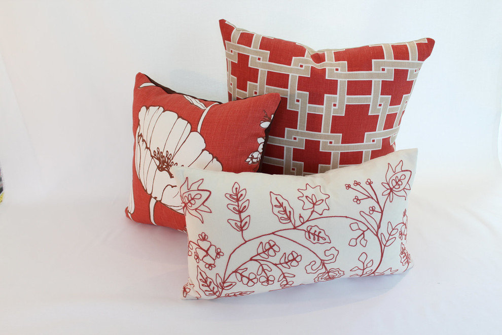 Poppyfield Kravet Linen Pillow Cover, Faded Brick Red